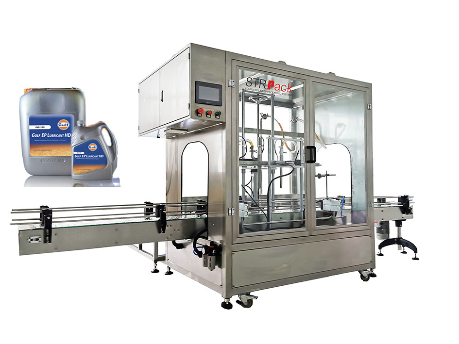 Automatic 4 Head Flowmeter Filling Machine For 2035L Lubricate Oil