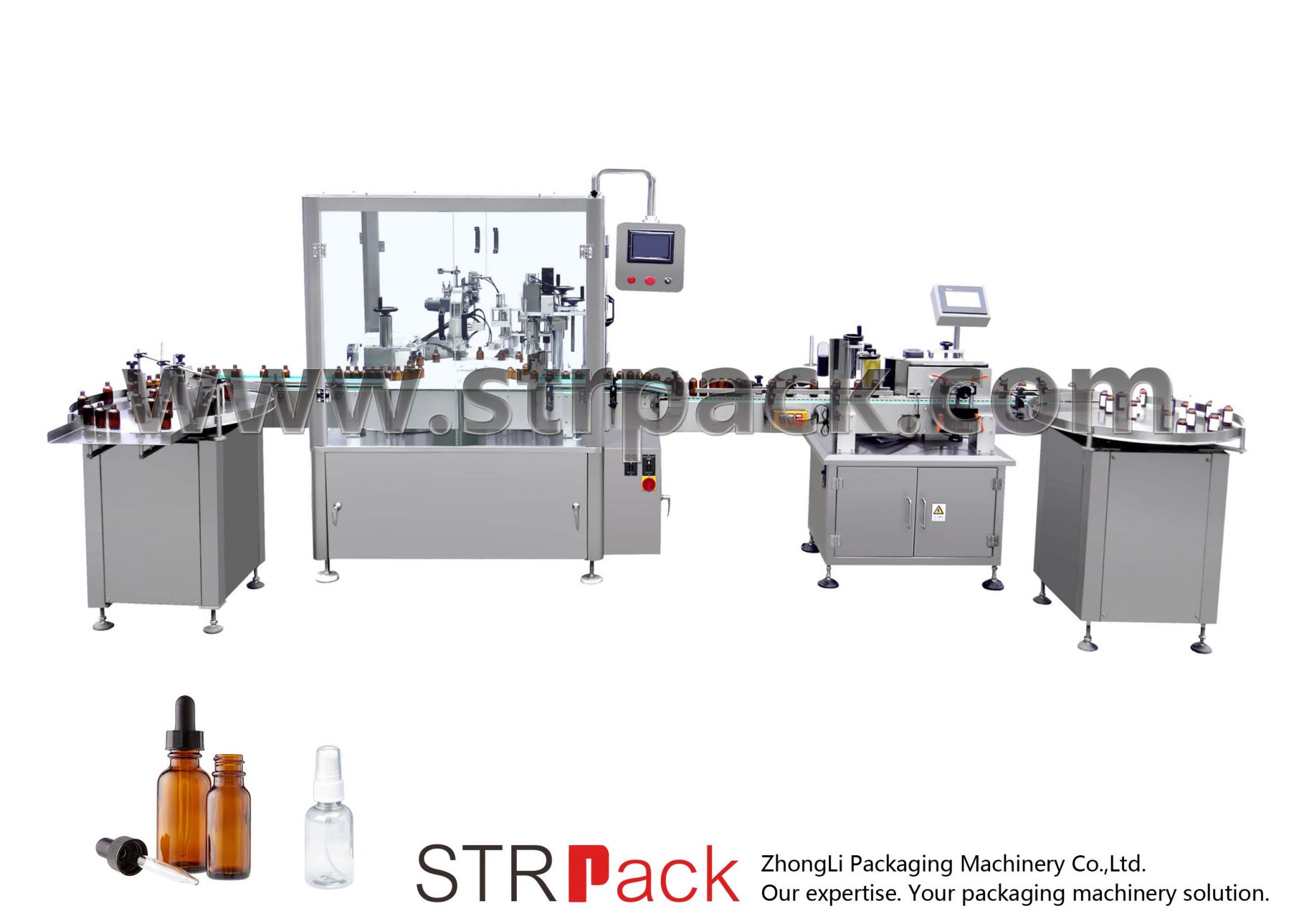 Automatic Dropper Bottle Filling and Capping Machine Strpack